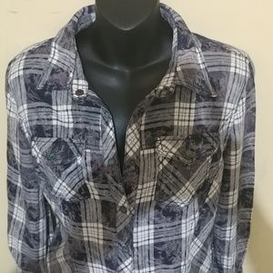 👍ONLY Plaid Tye Dye Fitted Cowboy Western Top